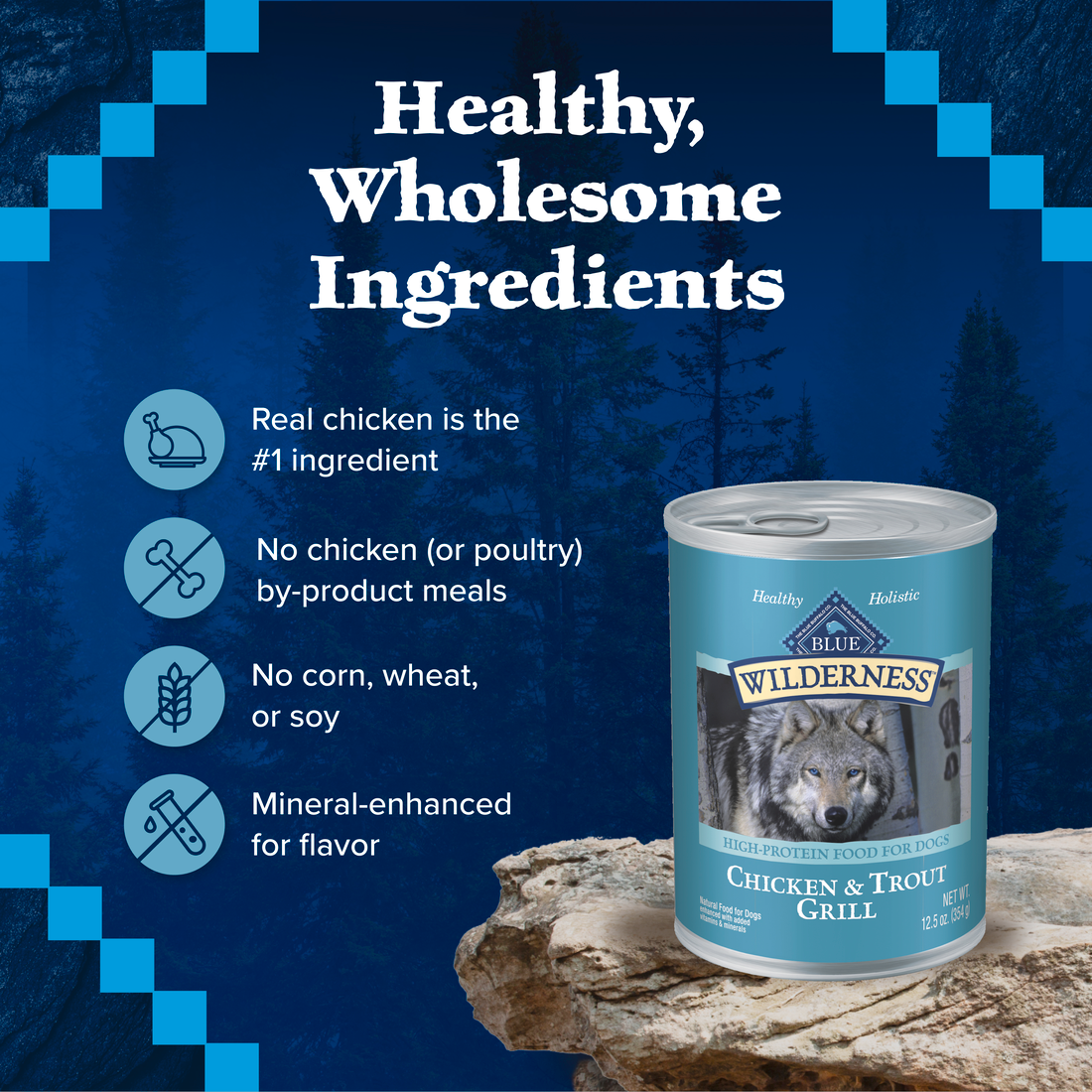 Blue Buffalo Wilderness  Trout & Chicken Canned Dog Food