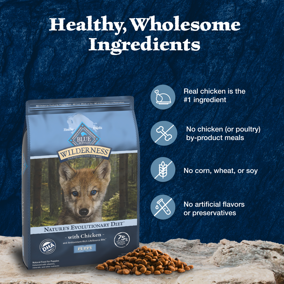 Blue Wilderness Chicken with Wholesome Grains Puppy recipe