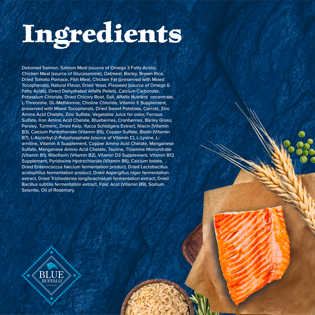 Blue Wilderness Salmon with Wholesome Grains recipe dry dog food