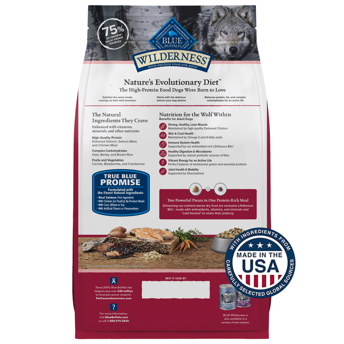 Blue Wilderness Salmon with Wholesome Grains recipe dry dog food