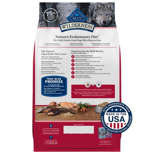 Blue Wilderness Salmon with Wholesome Grains recipe dry dog food