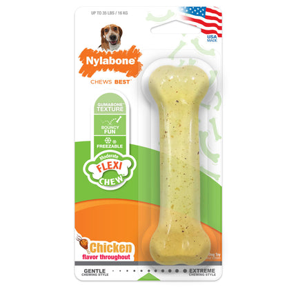 Nylabone FlexiChew Chicken Flavor Bone Dog Toy