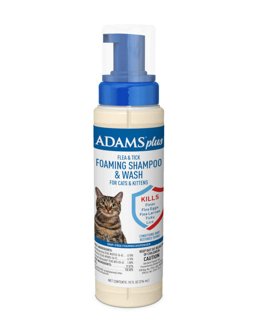 Adams Plus Flea & Tick Foaming Shampoo & Wash for Cats & Kittens