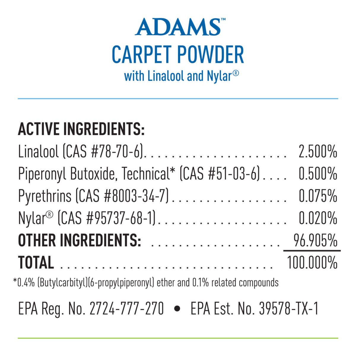 ADAMS FLEA & TICK CARPET POWDER 16OZ.