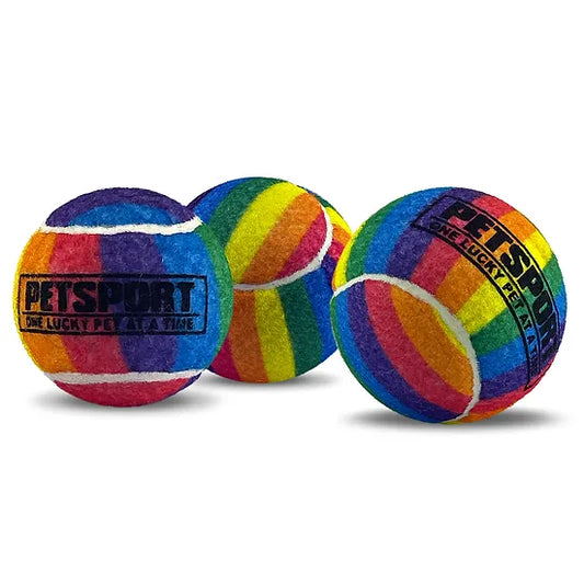 PETSPORT TUFF RAINBOW SQUEAK BALLS 2.5" 3-Pk