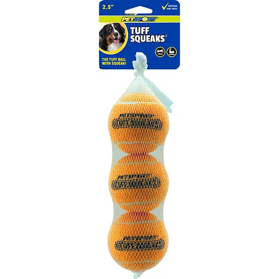 PETSPORT TUFF SQUEAK TENNIS BALLS 3-Pk