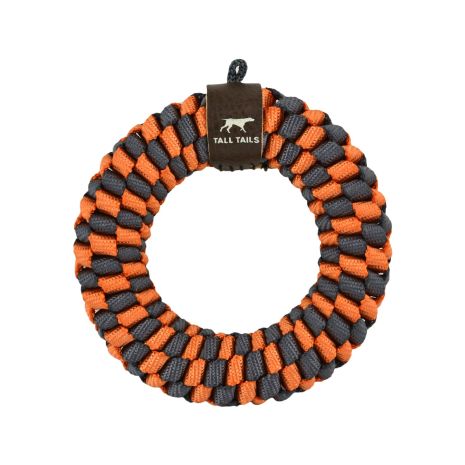 TALL TAILS BRAIDED RING ORANGE & CHARCOAL DOG TOY