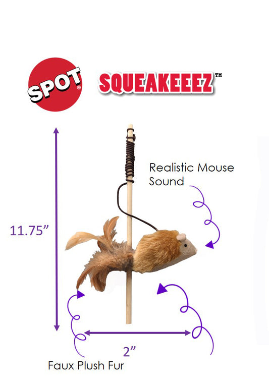 SQUEAKEEEZ MOUSE TEASER WAND
