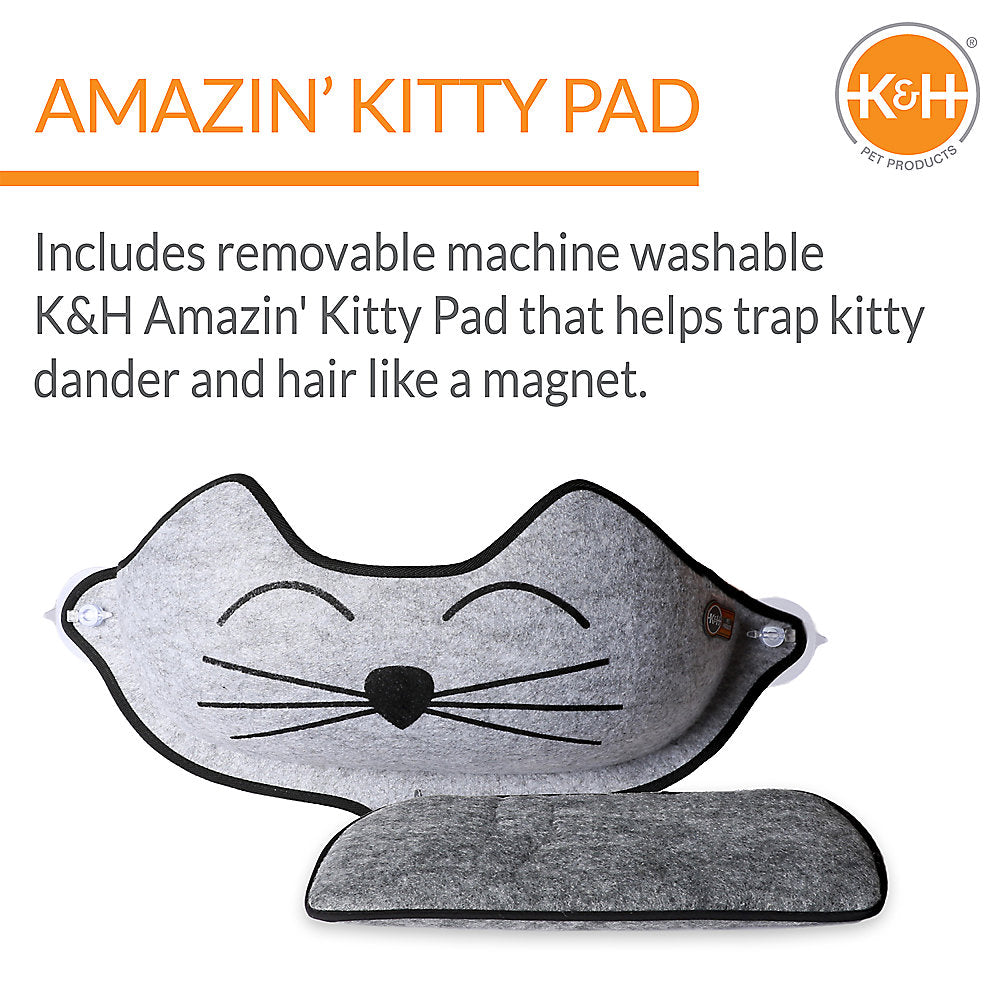 K&H KITTY SILL EZ WINDOW MOUNT GRAY WITH CAT FACE
