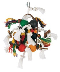Living World Junglewood Bird Toy - Large Wood, Rope and Tamborine with 6 Balls and Hanging Clip