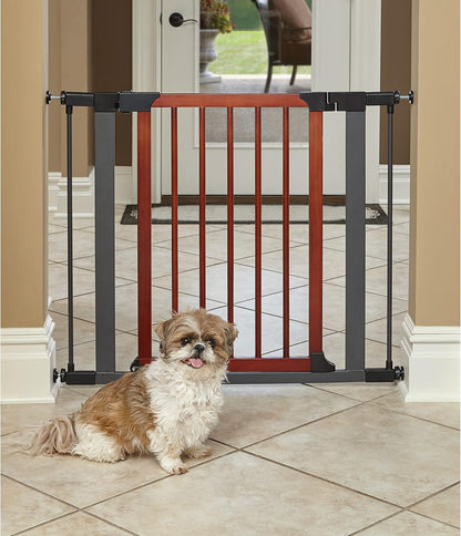 MIDWEST Steel Pet Gate with Graphite and Decorative Wood