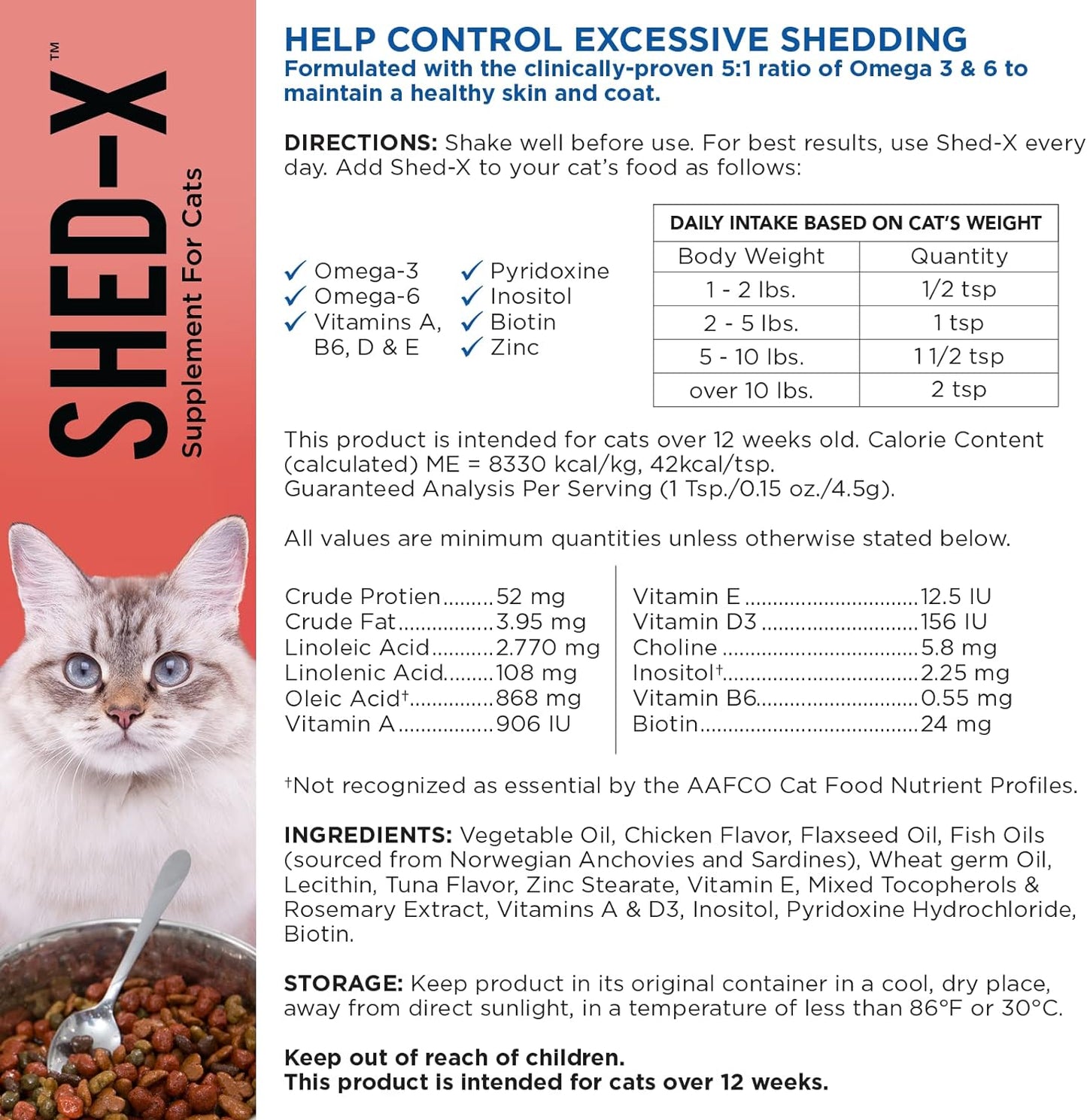 Shed-X Nutritional Supplement for Cats 8z