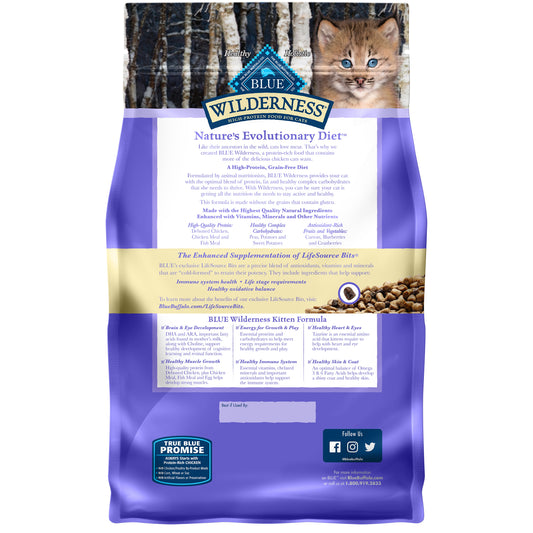 Blue Buffalo Wilderness Grain Free Chicken High Protein Recipe Dry Kitten Food
