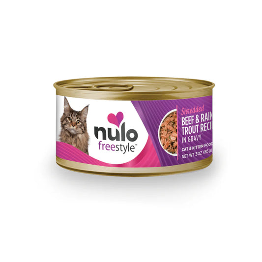 NULO CAT FREESTYLE SHREDDED BEEF & RAINBOW TROUT RECIPE 3oz