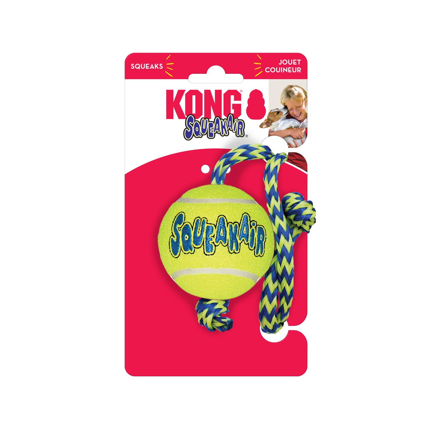 KONG SQUEAKER BALLW/ ROPE