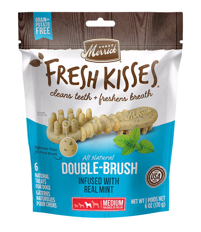 Merrick Fresh Kisses Grain Free Mint Breath Strips Dental Dog Treats