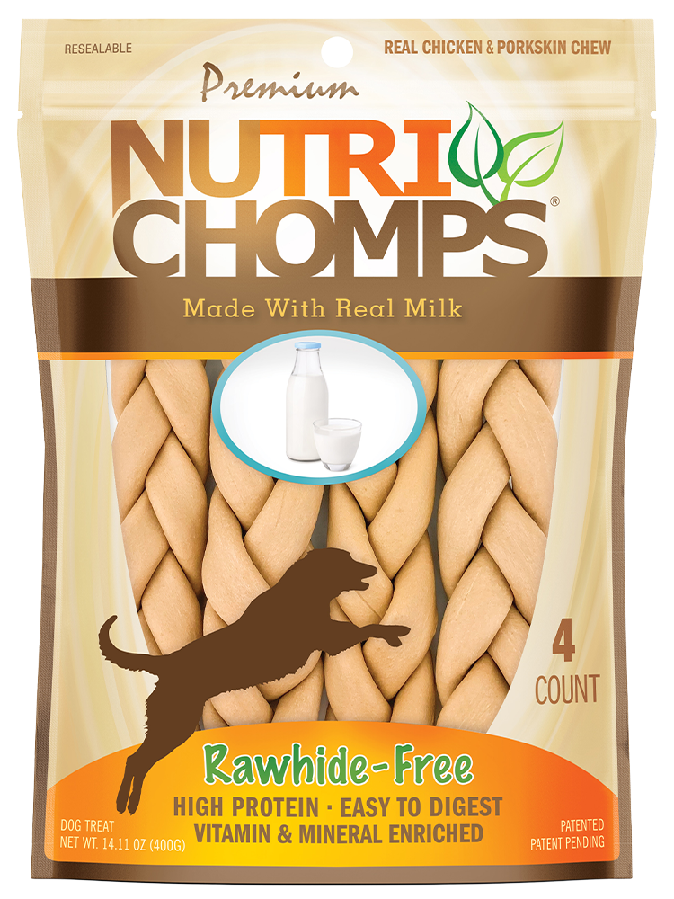 NUTRI CHOMP MILK  BRAID 4CT 9in