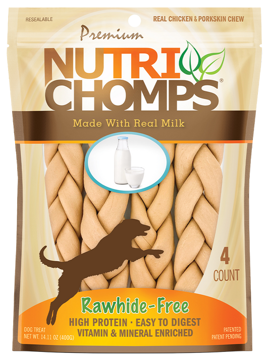 NUTRI CHOMP MILK  BRAID 4CT 9in