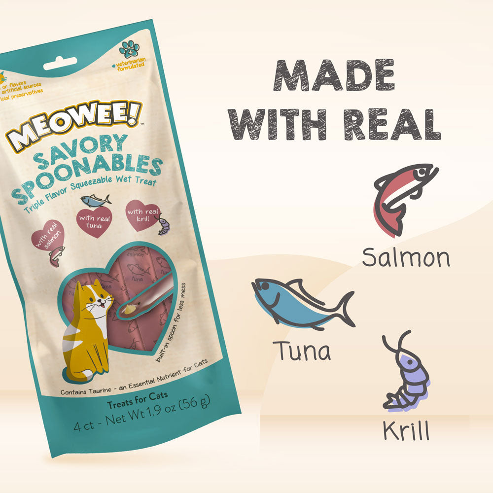 Meowee Savory Spoonables Salmon, Tuna & Krill