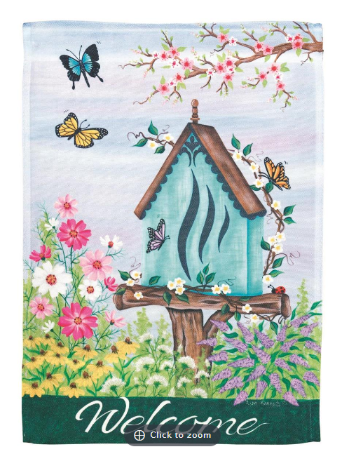 FLAG WELCOME BUTTERFLY HOUSE 13x18