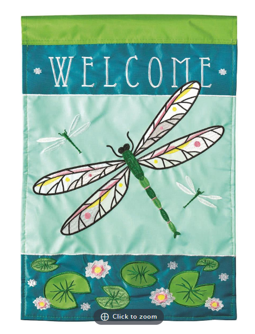 FLAG WELCOME DRAGONFLY 13X18