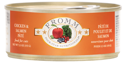 Fromm 4 star Chicken & Salmon Pate' Canned Cat Food 5.5oz