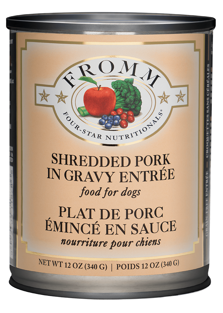 Fromm Shredded Pork in Gravy Entree' canned dog food 12oz