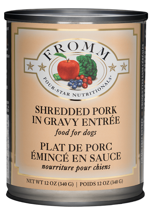 Fromm Shredded Pork in Gravy Entree' canned dog food 12oz