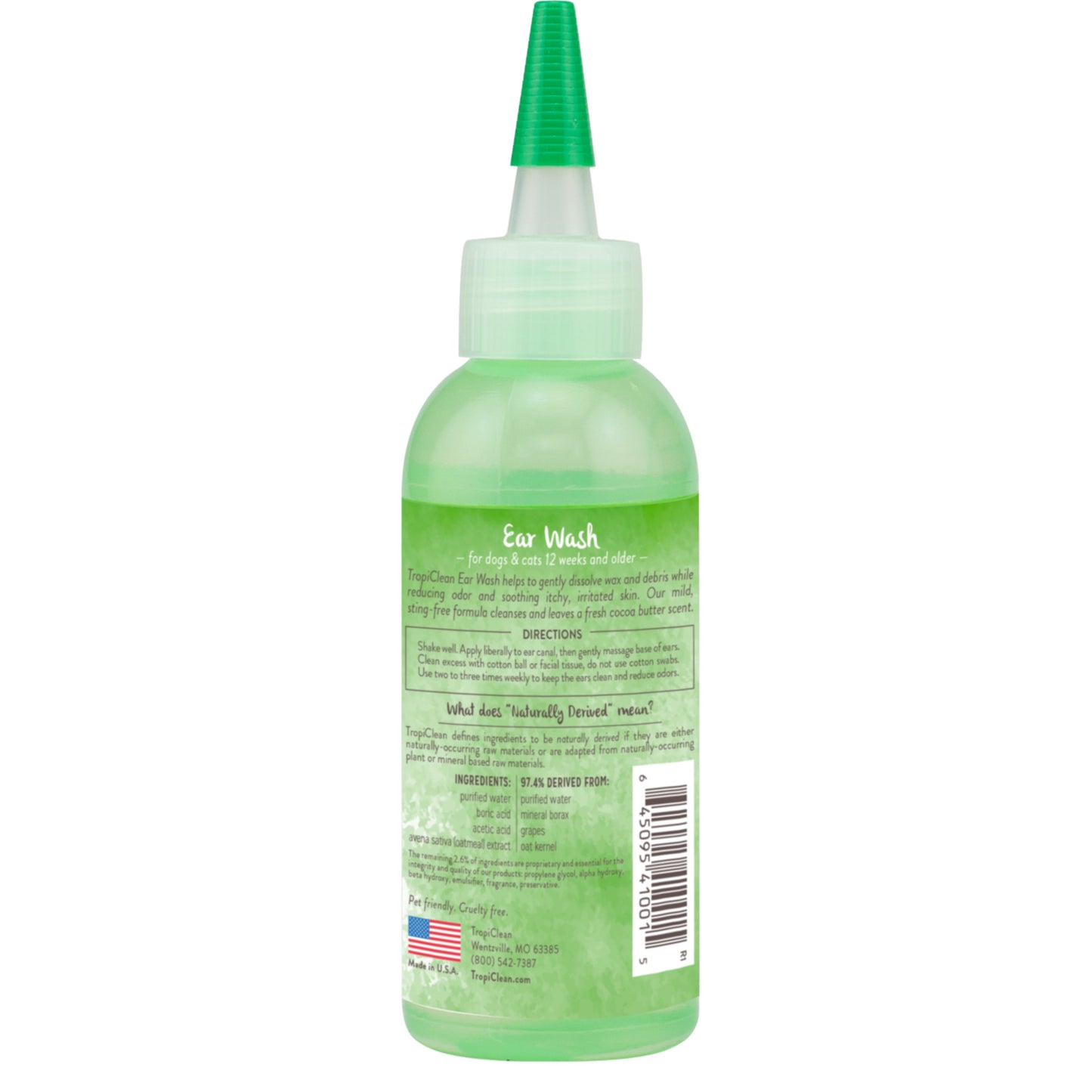 TROPICLEAN ALCOHOL FREE EAR WASH  4 oz