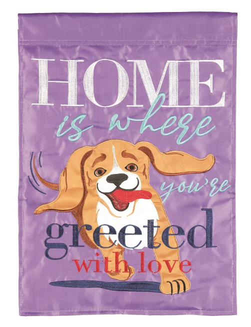 FLAG HOME IS WHERE YOU'RE GREETED WITH LOVE 13X18