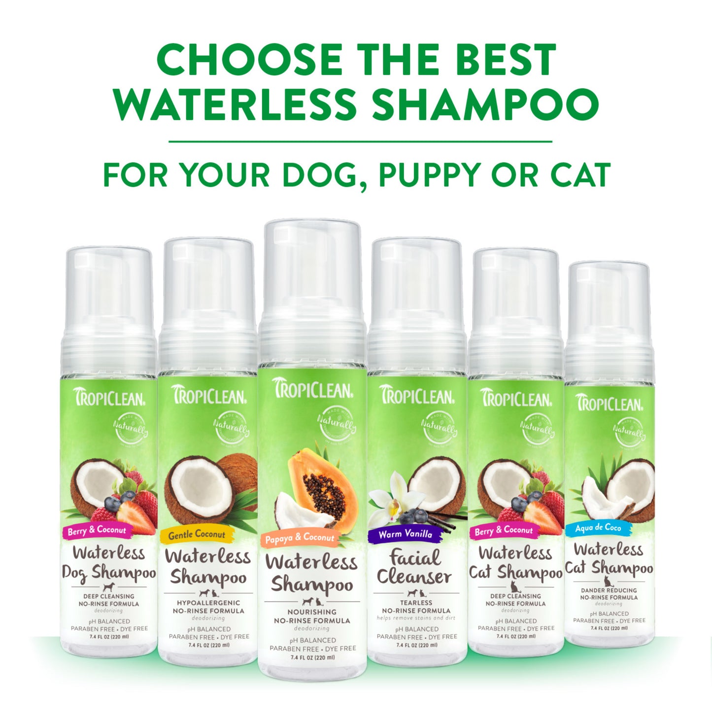 TROPICLEAN AQUA DE COCO DANDER REDUCING WATERLESS SHAMPOO FOR CATS