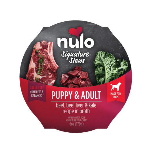 Nulo Beef, Beef Liver & Kale in broth signature stew for puppies & adult dogs 6oz