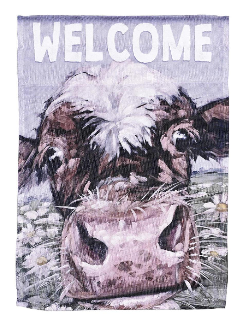 FLAG WELCOME COW 13X18