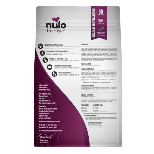 Nulo Freestyle High-Protein, Hairball Management Turkey & Cod recipe dry cat food