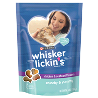 Whisker Lickin's Crunchy & Yummy Chicken & Seafood Cat Treats 6.5 oz