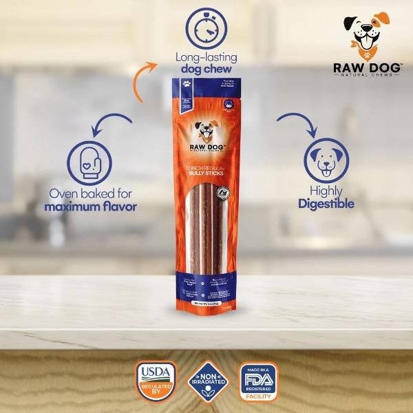 12" Monster Bully Stick (3 pack) - Infographic - Raw Dog Chews