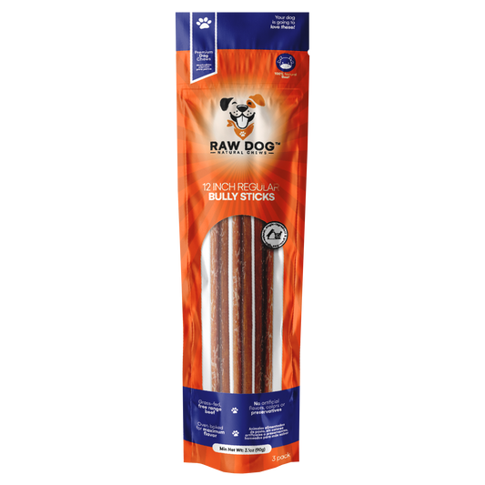 12" Regular Bully Stick (3 pack) - Raw Dog Chews