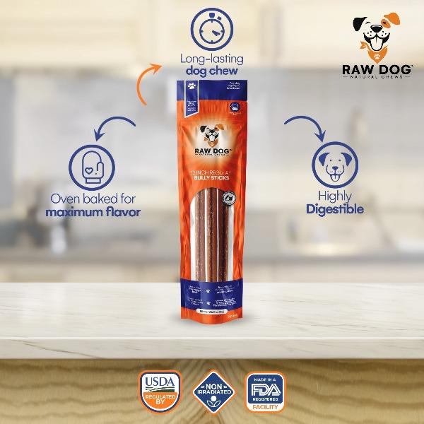 12" Regular Bully Stick - Infographic - Raw Dog Chews