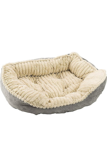 Ethical Pet Sleep Zone Carved Plush Bolster Cat & Dog Bed 26 in