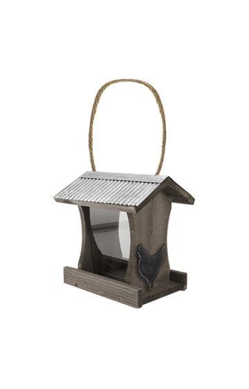 Woodlink Rustic Farmhouse Tall Hopper Feeder with Metal Rooster Stamping