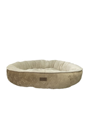Ethical Pet Embossed Bone Round Taupe Pet Bed