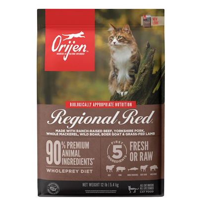 ORIJEN Grain Free Regional Red Premium High Protein Fresh & Raw Animal Ingredients Dry Cat Food