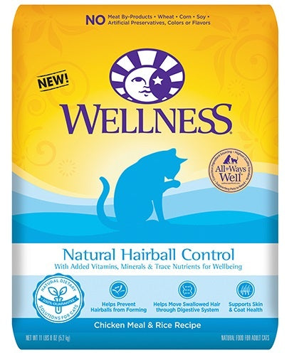 Wellness Natural Hairball Control Chicken Meal and Rice Recipe Dry Cat Food