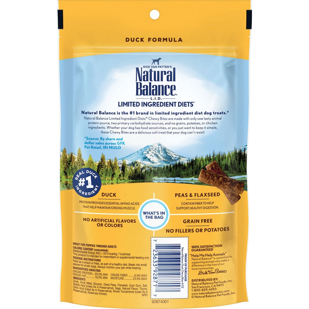 Natural Balance L.I.D. Limited Ingredient Diets Grain Free Chewy Bites Duck Formula Dog Treats