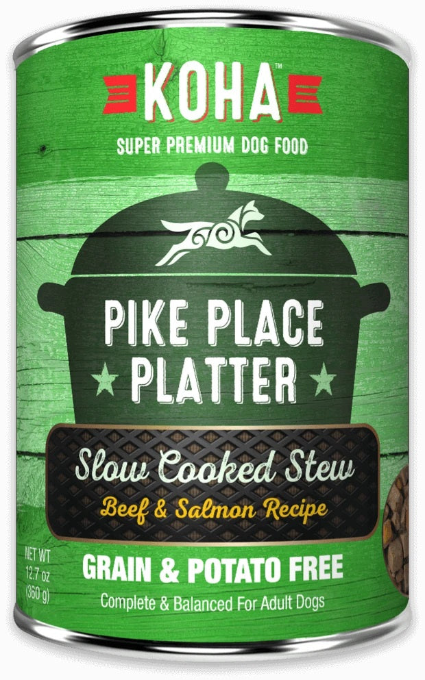 KOHA Grain & Potato Free Pike Place Platter Slow Cooked Stew with Beef & Salmon Canned Dog Food