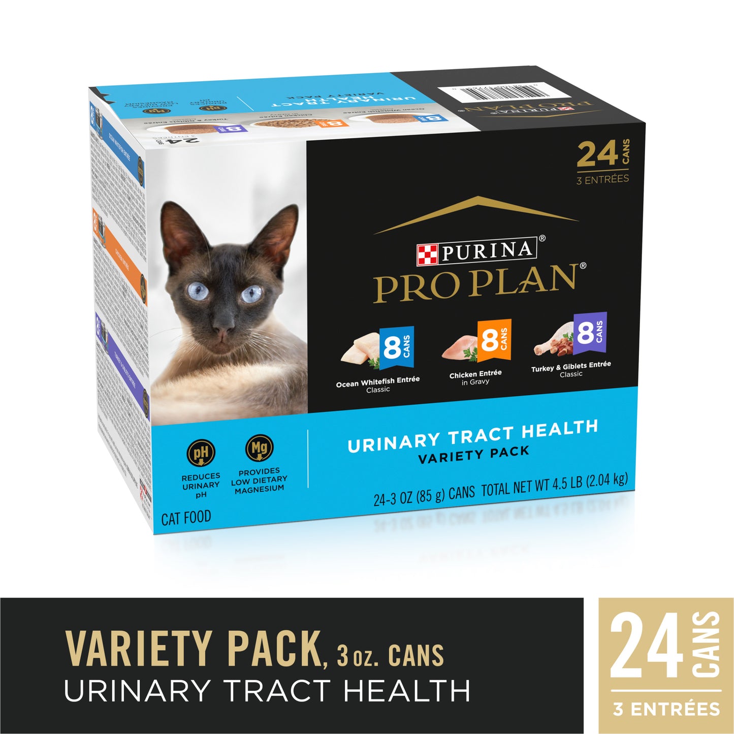 Purina Pro Plan Urinary Tract Health Chicken, Ocean Whitefish, Turkey & Giblets Wet Cat Food Variety Pack 24 Count