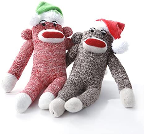 MultiPet Holiday Sock Monkey Dog Toy