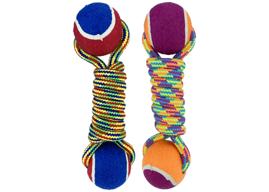 Multipet Double Knot Rope w/ Tennis Balls 10in