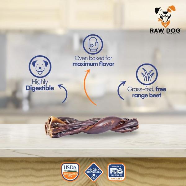 6" Braided Beef Gullet Stick - Infographic - Raw Dog Chews