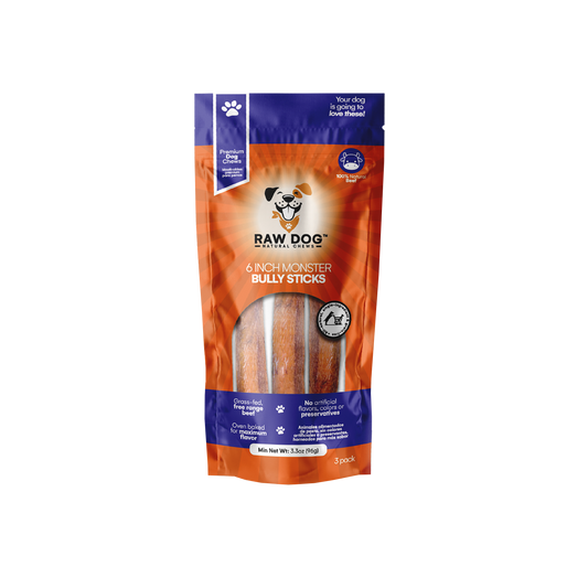 6" Monster Bully Stick (3 pack) - Raw Dog Chews